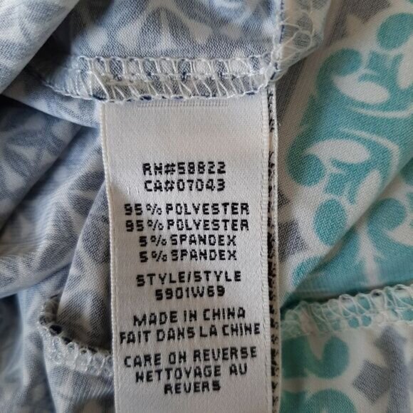 MAX STUDIO Geometric Blue Pattern Stretchy Faux Wrap Mini Dress Sz L - Picture 15 of 15